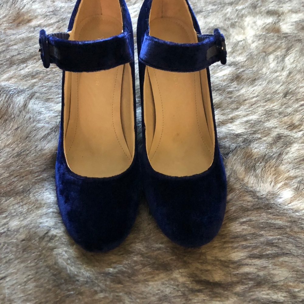 Marc Fisher Blue Velvet Mary Jane Heels